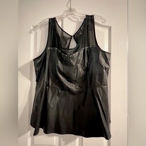 Torrid Faux Leather & Mesh Studded Peplum Tank Top - 3